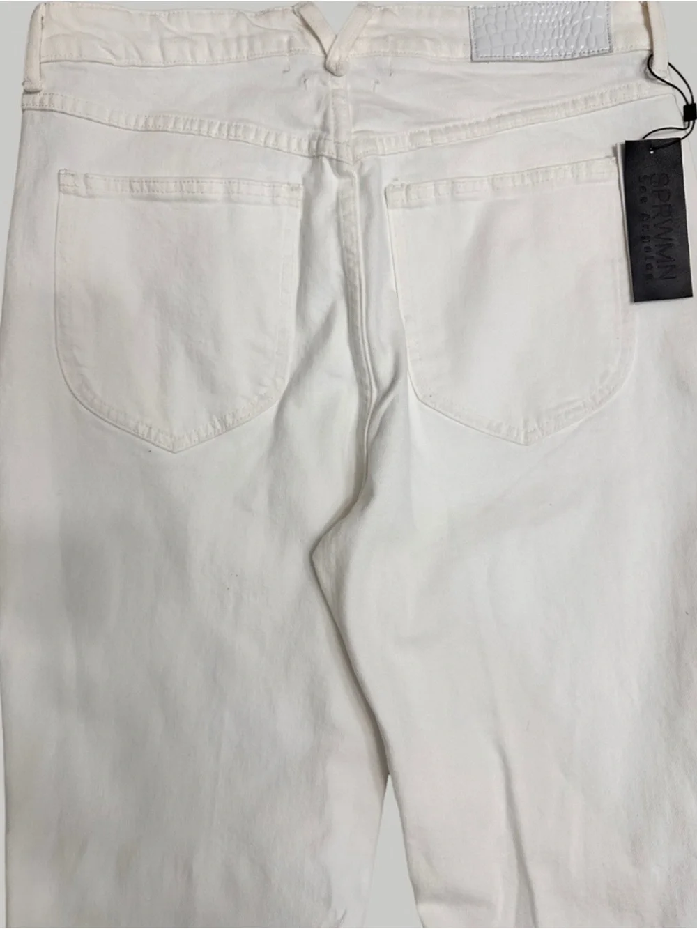 SPRWMN White High Rise Micro Flare Denim SZ 31 Designer Quiet Luxury NWT